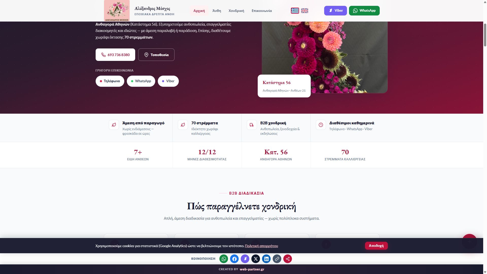 Moschos Flowers — B2B wholesale page